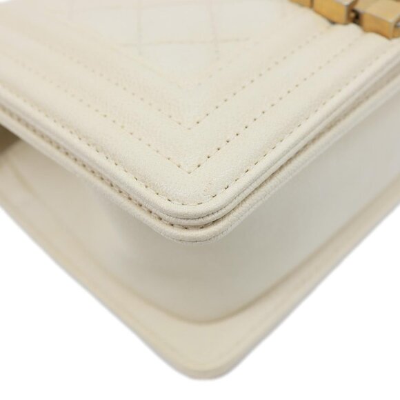 Chanel Boy Flap Small Quilted Caviar Leather Chain Shoulder Bag Cream - Picture 9 of 14